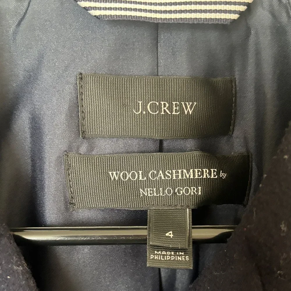 J. Crew Midnight Blue Pea Coat with Gold Buttons Wool & Cashmere Womens Size 4 - Picture 5 of 10